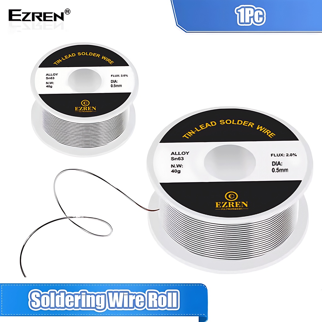 Ezren Timah Gulung Solder Kawat Las Rosin Core Tin Flux 2.0% 0.5mm