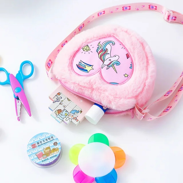 tas selempang bulu unicorn anak uk  20 x 15 cm tas import anak perempuan