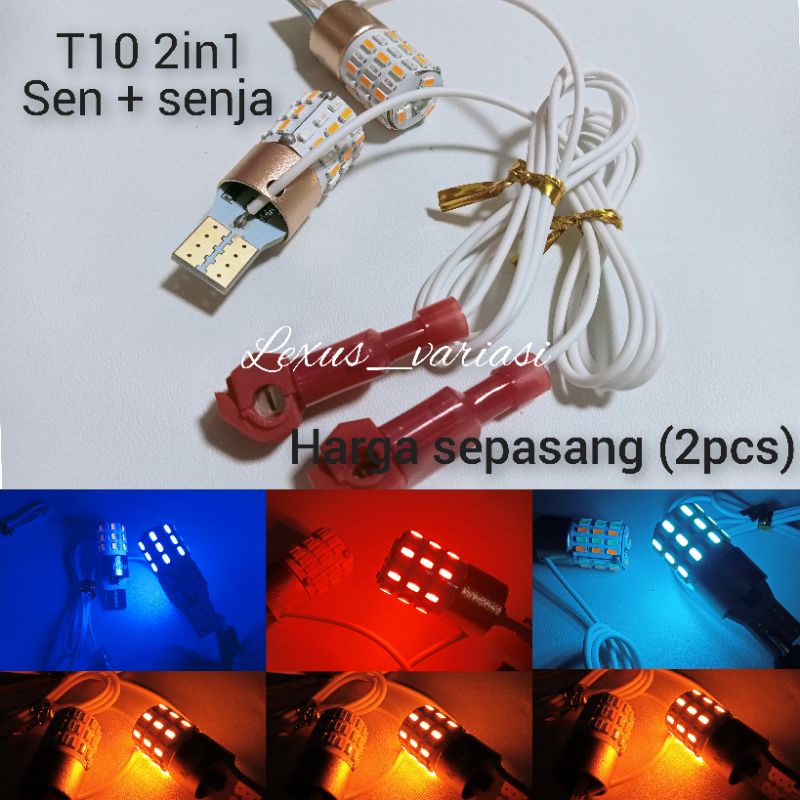 2pcs lampu LED sein lampu sen + senja 2in1 T10 54 mata