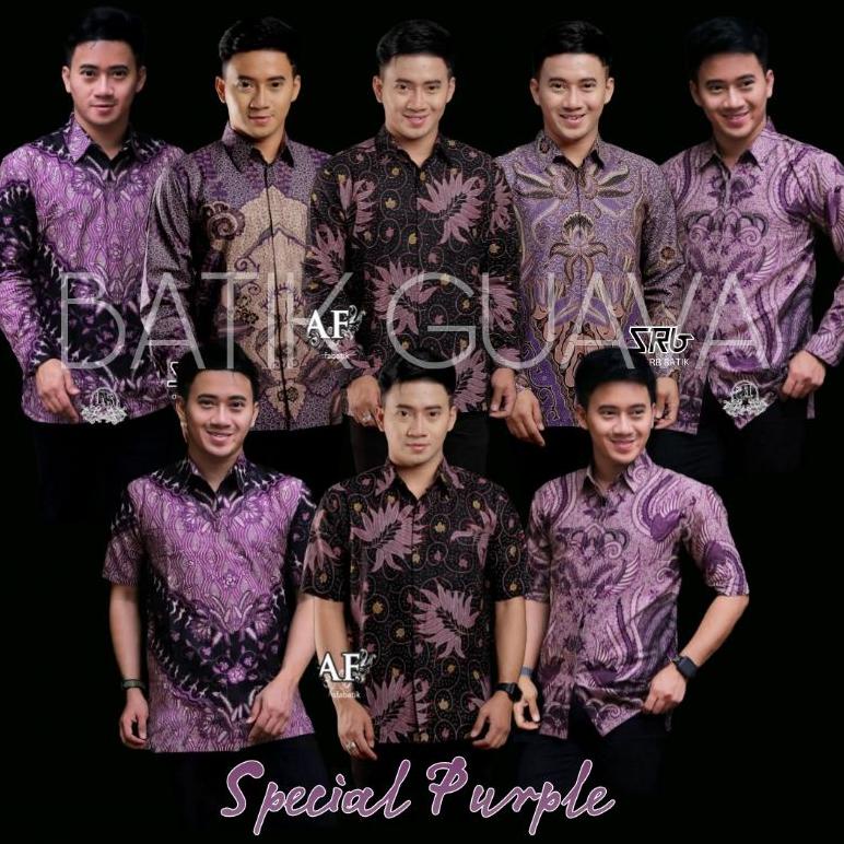 Terpercaya BAJU BATIK PRIA LENGAN PANJANG READY M L XL XXL - SPECIAL WARNA BATIK UNGU PURPLE VIOLET 