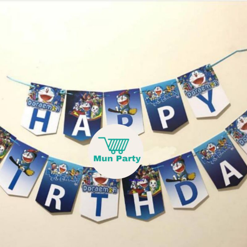 Banner Happy Birthday / Bunting Ulang Tahun Doraemon