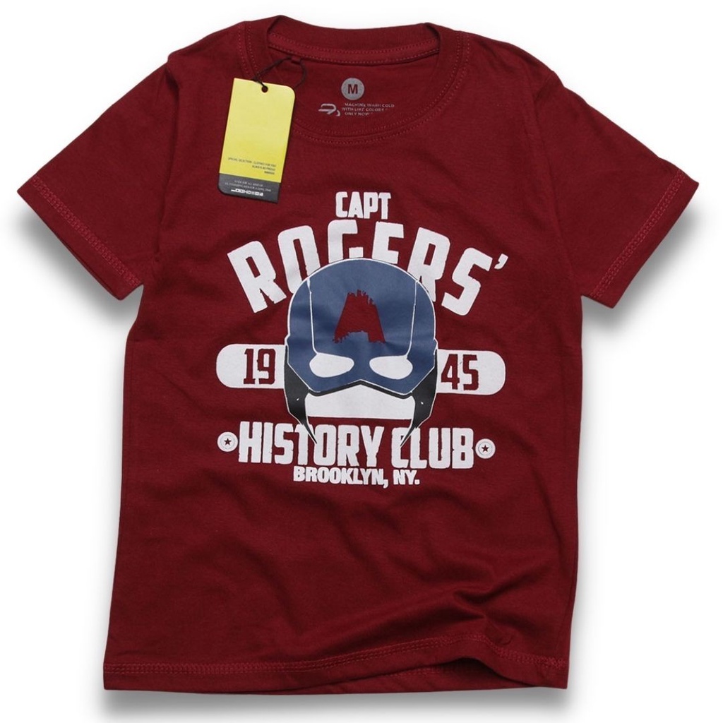 BAJU Kaos Anak LAKI-LAKI COWOK SUPERHERO CAPTAIN ROGERS MAROON kids threepoint three point SERIES threepoint