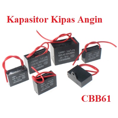 Kapasitor Capasitor KOTAK Kipas Angin POMPA AIR CBB61 3UF 2.5UF 2UF 1.8UF 1.5UF 1.2UF 1UF 450VAC