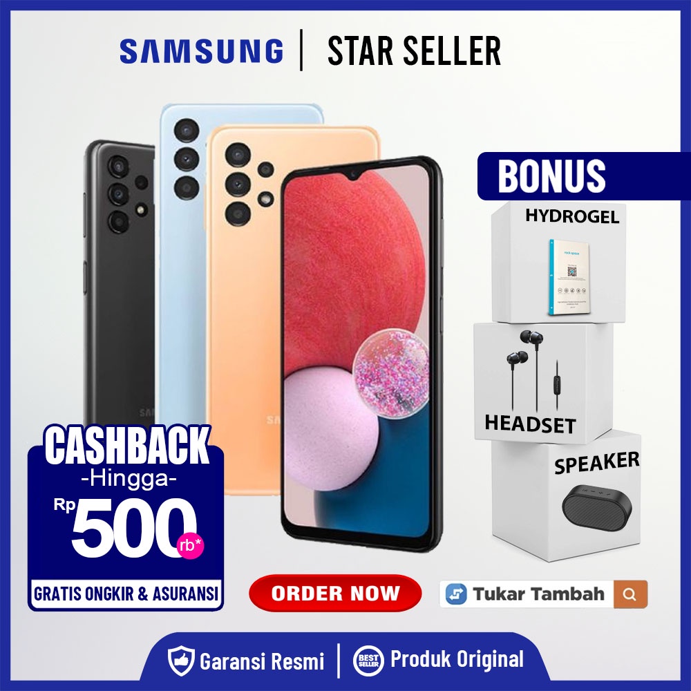 Handphone Samsung Galaxy A13 6GB+128GB - 4GB+128GB - 4GB+64GB Garansi Resmi Samsung A13 6 GB 128 GB 4 GB 128 GB 4 GB 64 GB Not A52S A32 A23 A24 A33 A34 A53 A54 A73 A03S A04 A04S A04E A14 A03 CORE M12 M22 M23 M32 M33 M53 A7 LITE A8