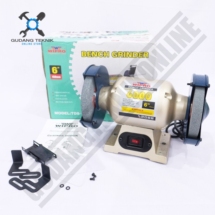 Mesin Gerinda Duduk Listrik 6&quot; TDS150 WIPRO / Electric Bench Grinder Grenda Listrik Duduk 6 Inch 250 Watt TDS 150 WIPRO