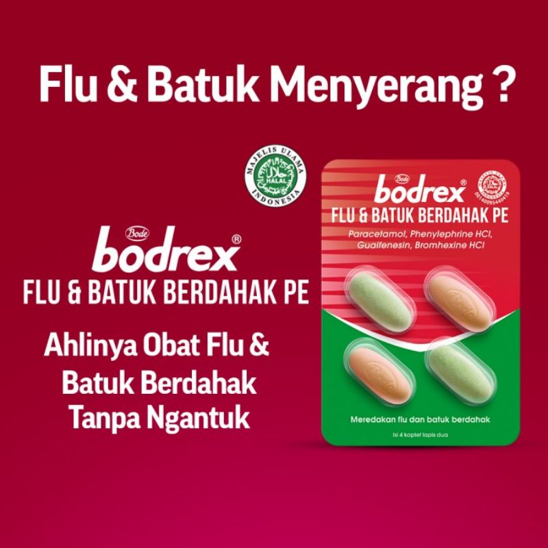 Bodrex Flu dan Batuk Berdahak PE 1 Folding Box Isi 25 Blister @ 4 Kaplet