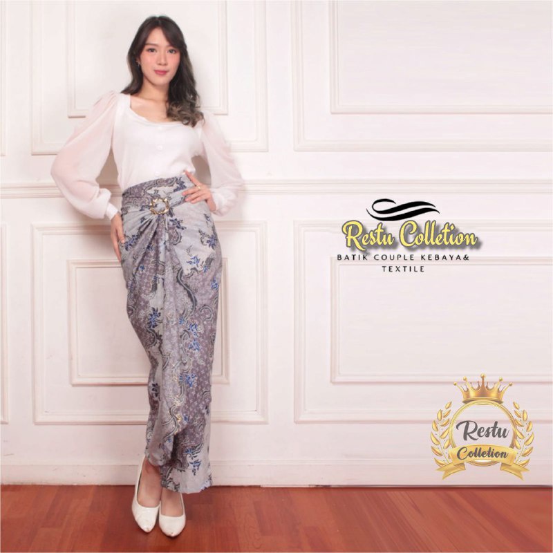 Restu Colletion Rok Lilit Songket Serut Batik Bawahan Kebaya Wisuda Kemeja Bloese Kondangan Nikahan Tunangan Wanita Allsize Bahan Satin HQ Premium Mojang Pink Bestseller