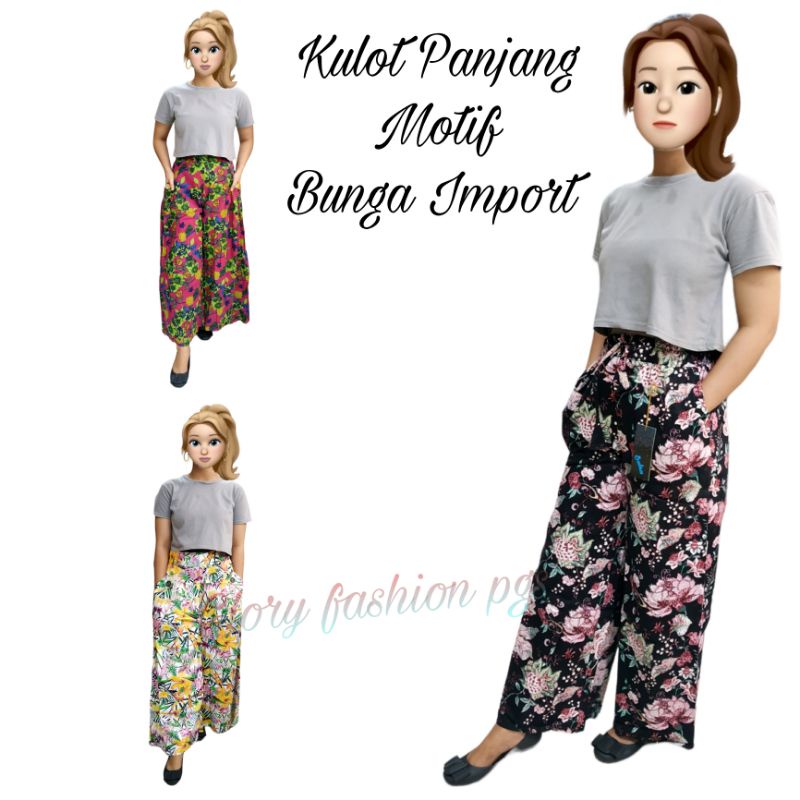 KULOT PANJANG REMAJA WANITA MOTIF BUNGA POLOS KULOT JEANS KULOT BUNGA KULOT POLOS KULOT KATUN IMPORT