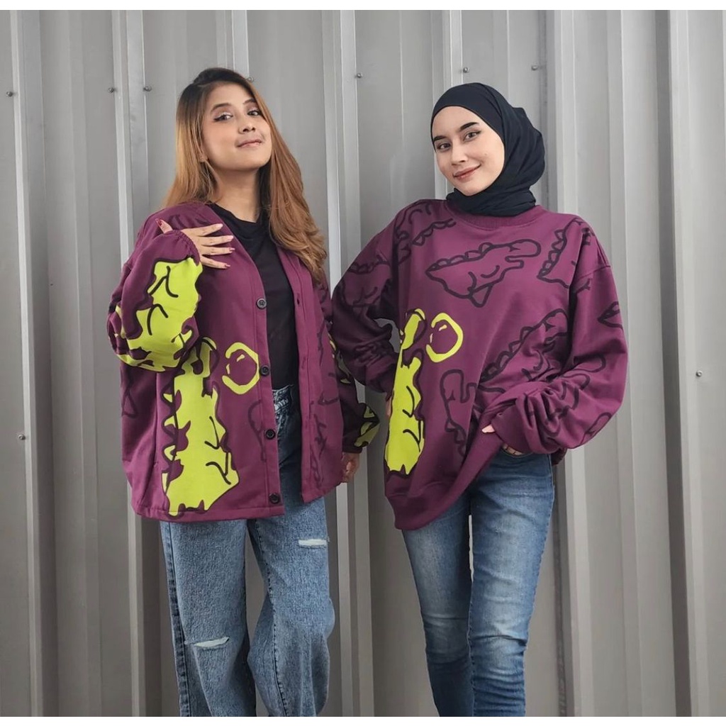 Sweater Couple Crayon Dino