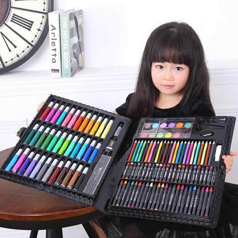 ELDE 1 - Perlengkapan menggambar crayon set 208 pcs lengkap dan 150 pcs Crayon Set Mewarnai Melukis Pensil Menggambar 150 Pcs / Alat Tulis Anak / alat anak gambar