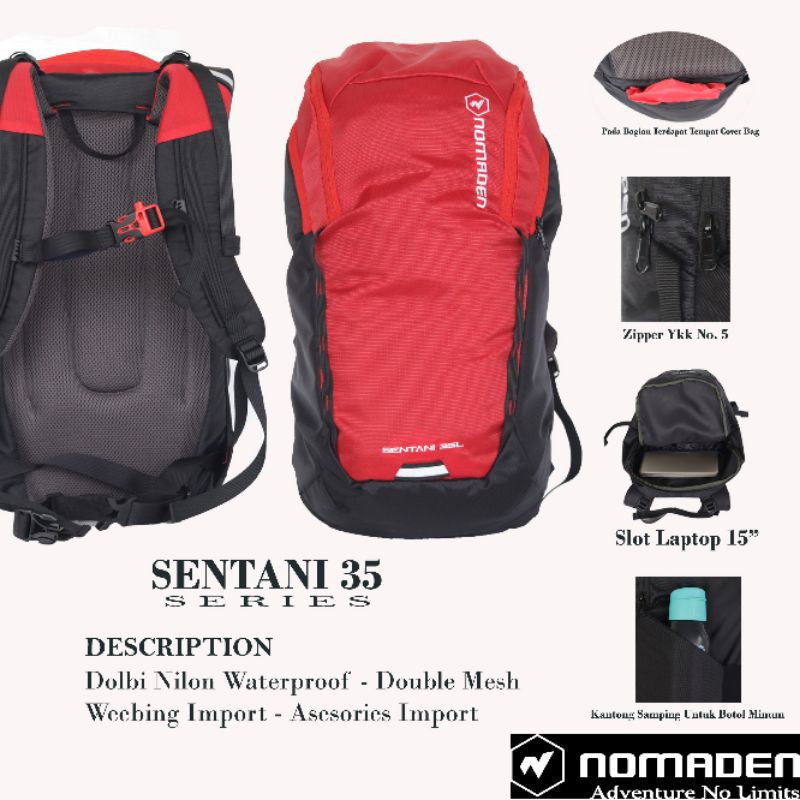 Tas Ransel Daypack Pria dan Wanita Tas Traveling Nomaden Sentani 35L