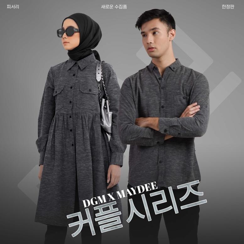 HARGA TERMURAAH Dgm Kemeja polos fischeri couple baju couple pasangan baju couple kemeja