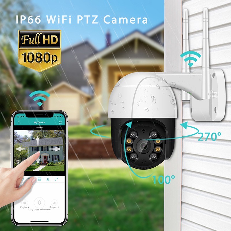 [ Black/White ] IP Camera 8MP outdoor PTZ speed dome app ICSEE Full HD 1080P Lensa.