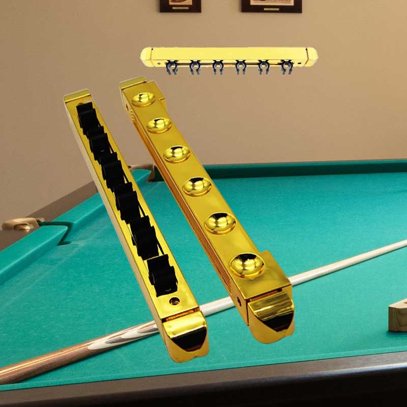 Wall Cue Rack Rak Billiard Rak Stick Dinding Kayu - Emas-Hold 6 Pc Billiard Cue