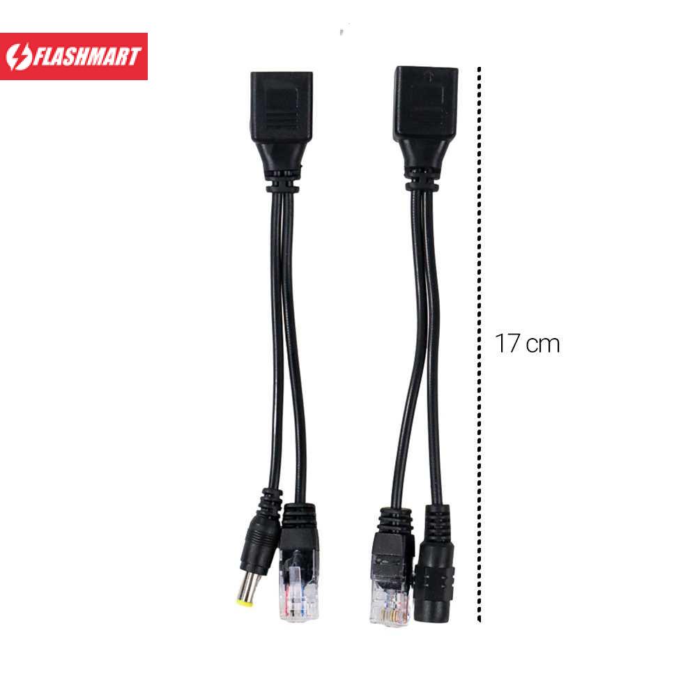 Flashmart Passive PoE Power Over Ethernet Cable with Male &amp; Female Power Plug - D1350