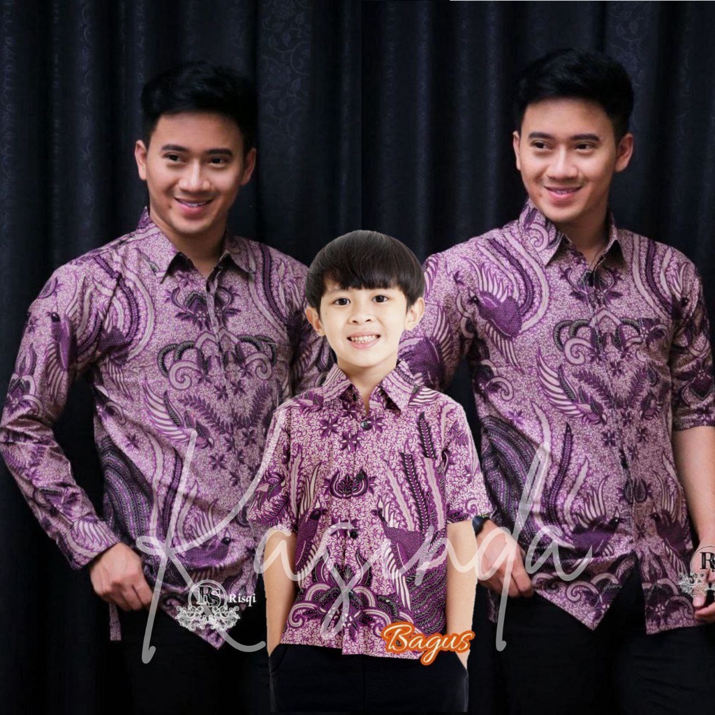 TERBARU Couple sweet || couple batik ayah dan Batik anak cowok BATIK UNGU Batik Terbaru Batik 2022