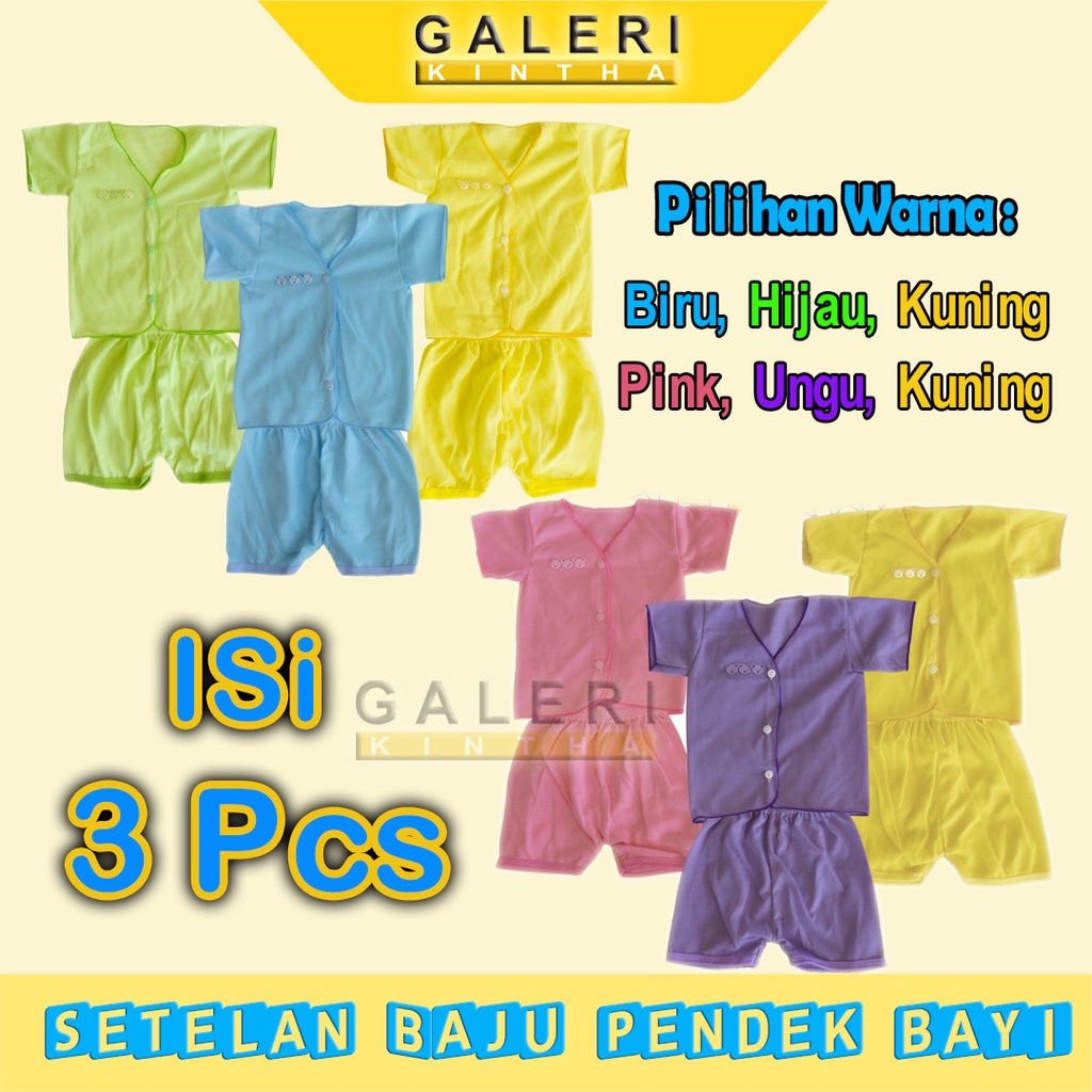 Setelan Baju Bayi Newborn Laki laki Perempuan Pendek Polos