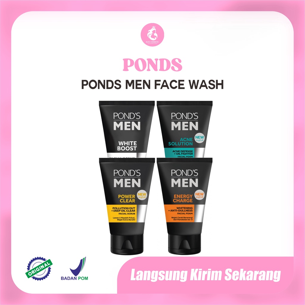 Ponds Men Bright Bost-Lightning Oil Facial Scrub Acne Solution Oil Clear 100g