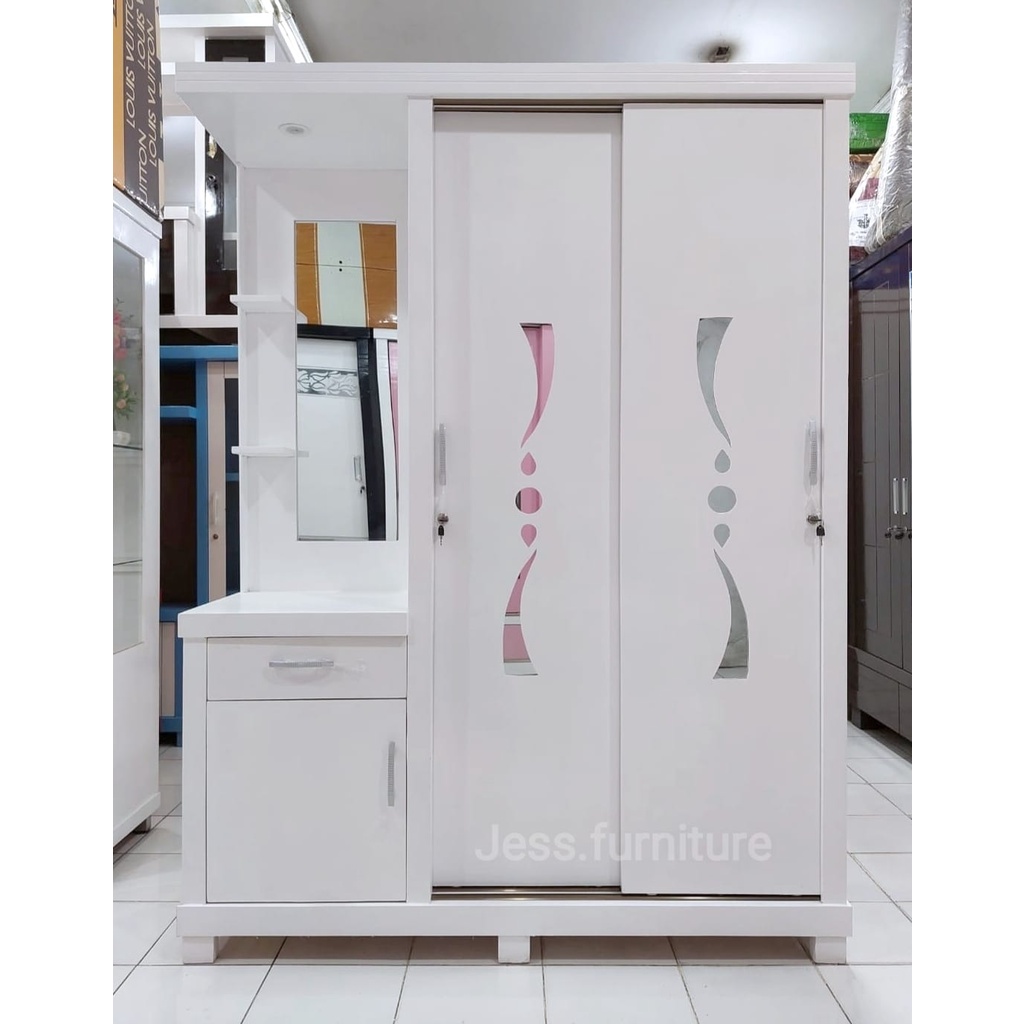 Lemari Baju 2Pintu Sliding / Lemari Baju 2Pintu + Meja Rias , Lemari Pakaian 2Pintu Dan Tollet , Mej