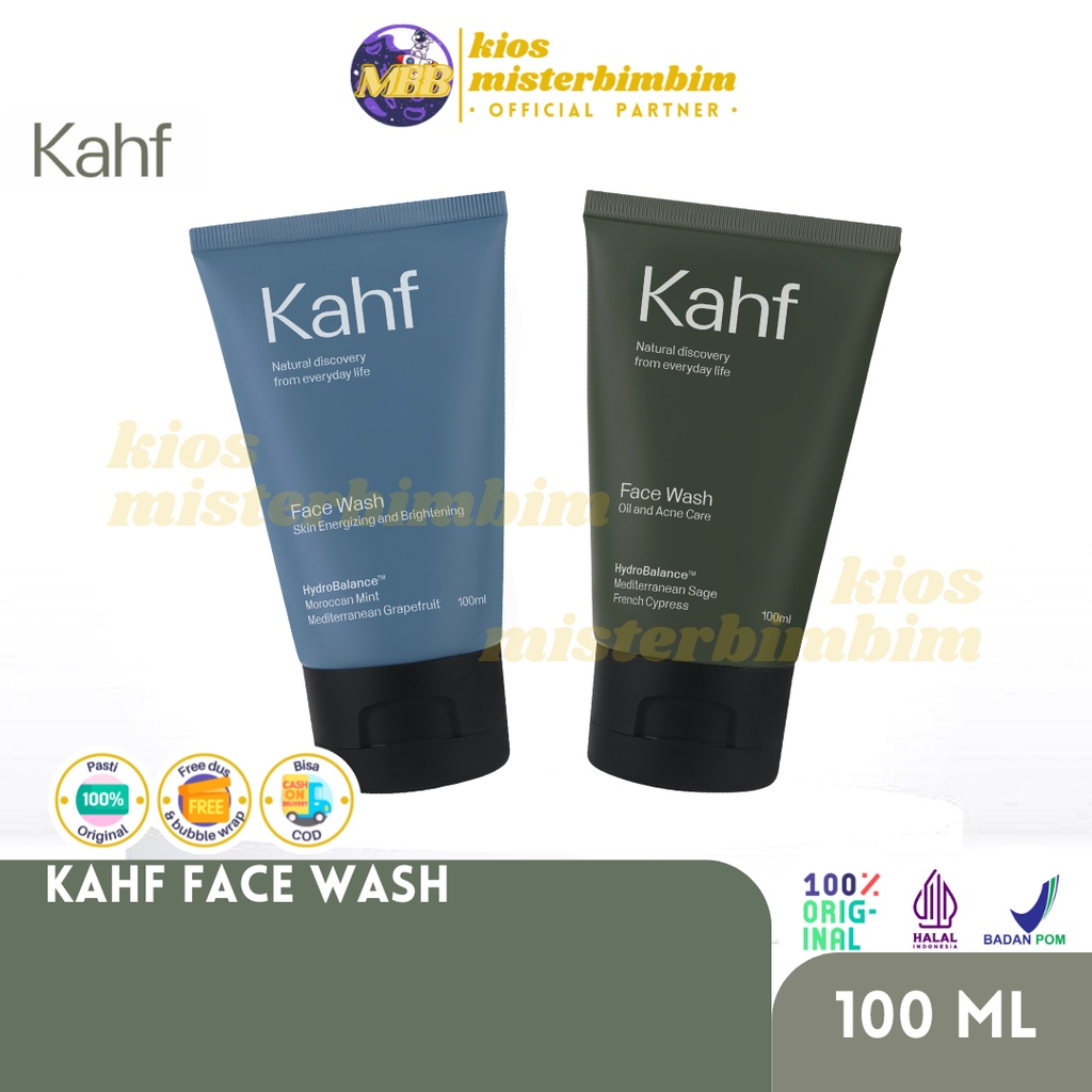 Kahf Face Wash Energizing Brightening Oil Acne Care 100ML / Sabun Wajah Pria Mencerahkan Melembabkan Berminyak Berjerawat Moisturizing