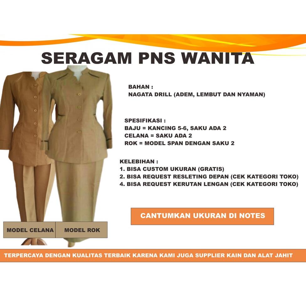 murah Seragam PNS Wanita/Baju PNS/PDH Pemda XS-4XL belkang