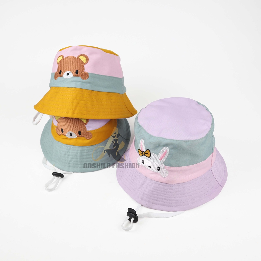 Topi Bucket Anak Laki Laki Perempuan Kombinasi 3 Warna