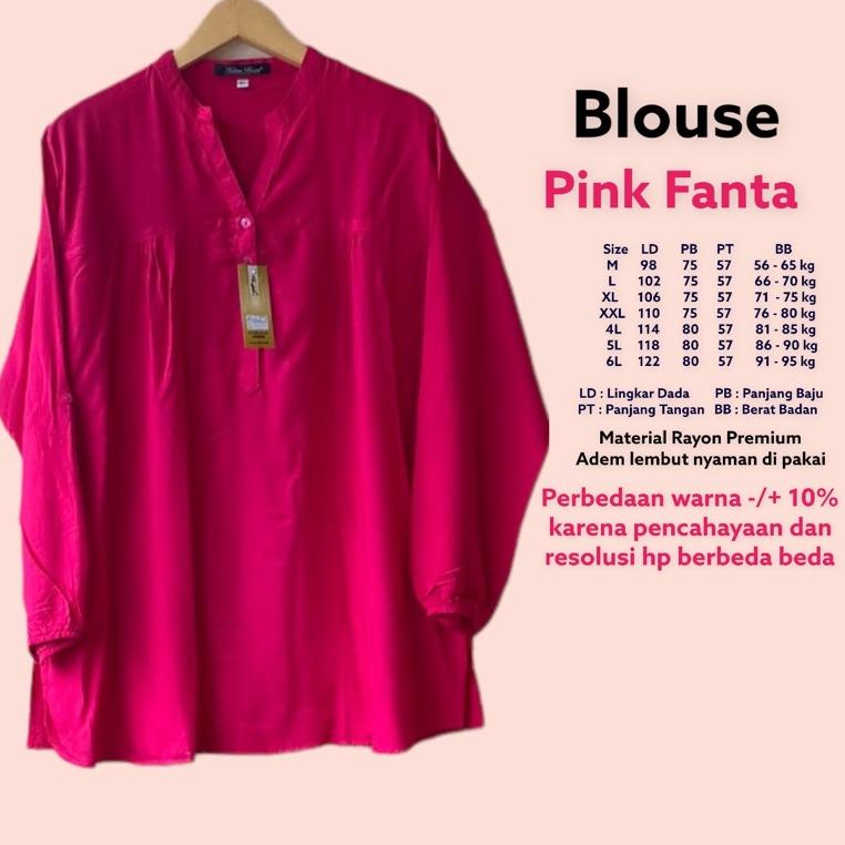 Recomended Blouse atasan kemeja polos big size Pink Fanta baju wanita kerja pakaian cewek kekinian p