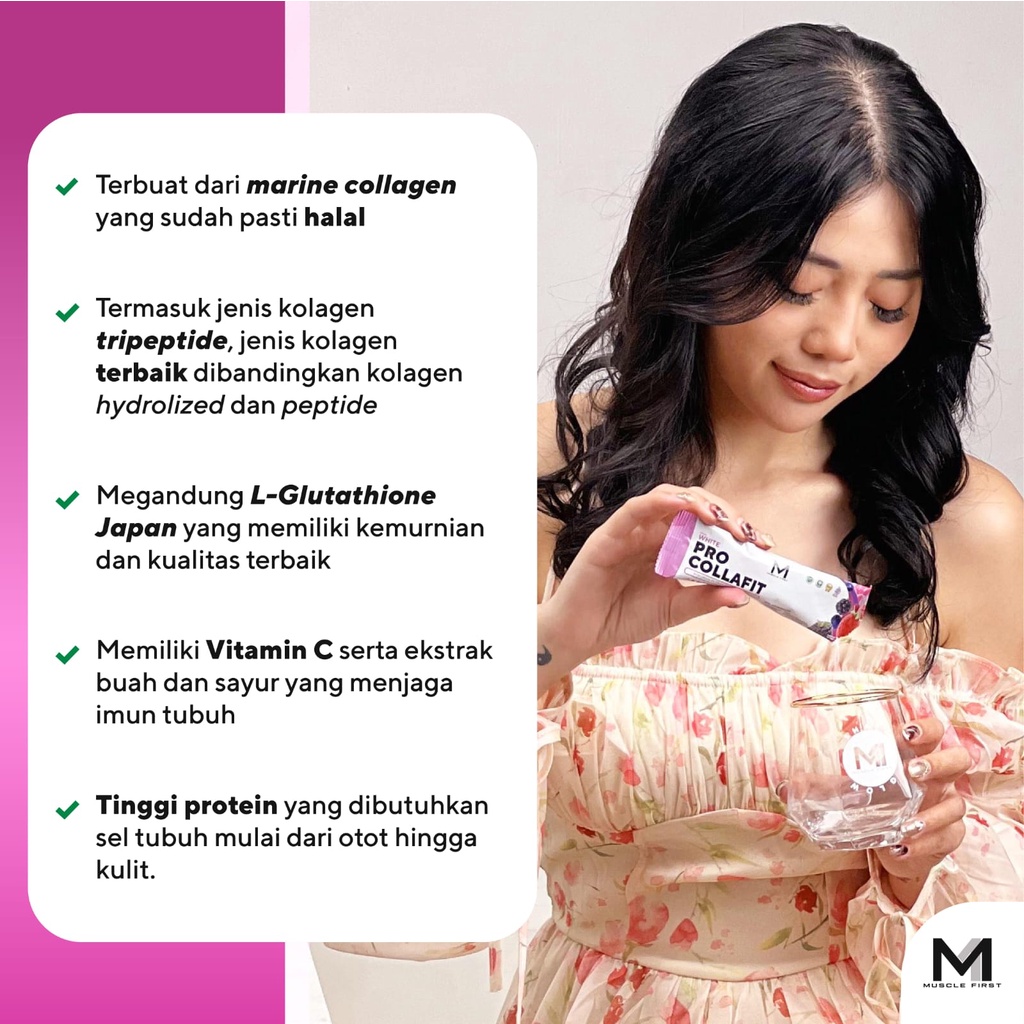 Muscle First M1 Pro Collafit - Collagen Drink with Japan L-Gluthatione 220 gram isi 11 sachet