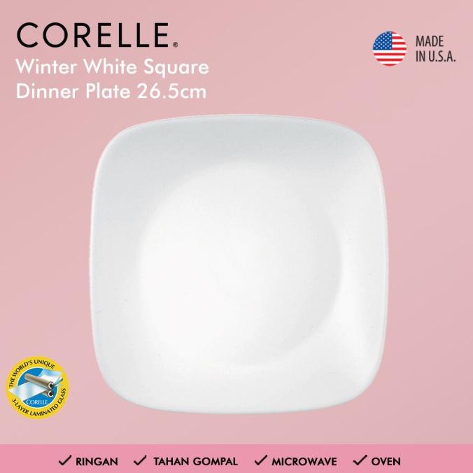 Corelle Winter White Square / Piring Makan