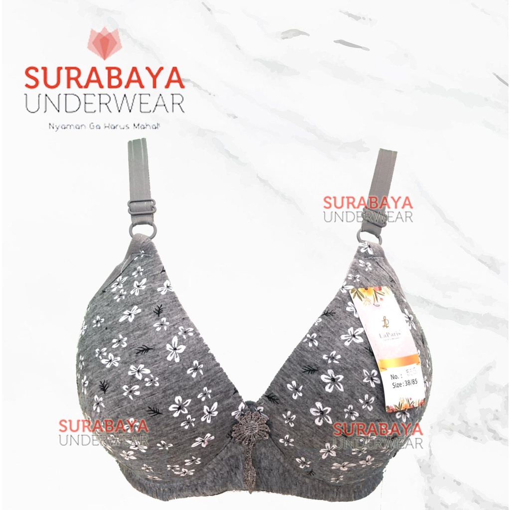 BH/BRA  BINTIK BUNGA KATUN KAIT 3 TANPA KAWAT SZ 38-44 CUP C