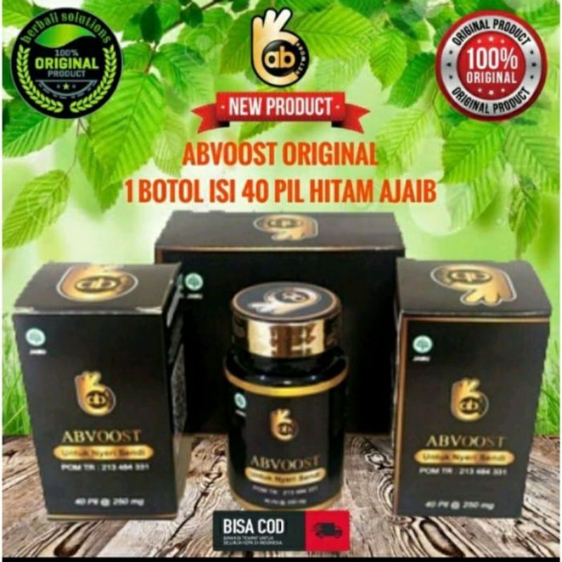 ABVOOST PIL HITAM AJAIB ASLI ORIGINAL OBAT UNTUK NYERI SENDI 1 BOTOL ISI 40 TABLET ORI BPOM - OBAT H