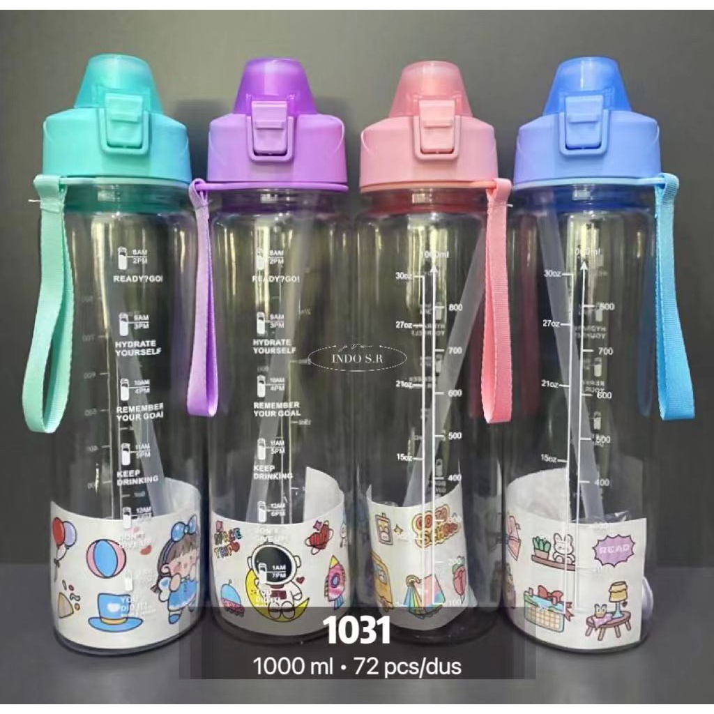 Botol Minum Motivasi 900ML-1LT Penanda Waktu