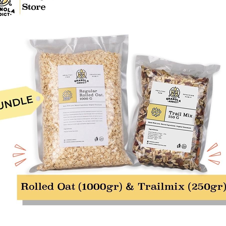 

✪ Granola Addict - Paket Rolled Oat 1KG + Trail Mix 250G ♡