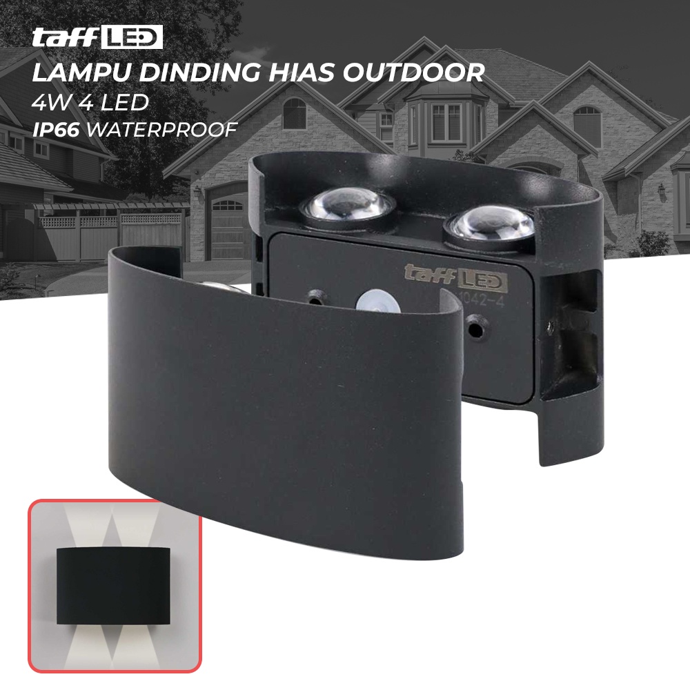 TaffLED Lampu Dinding Hias Outdoor Aluminium IP66 4W 4 LED Tri-Color - 1042-4