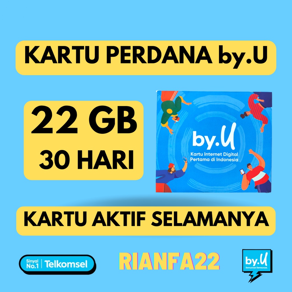 Kartu Perdana by.U byU by U Kuota 22 GB 30 HARI