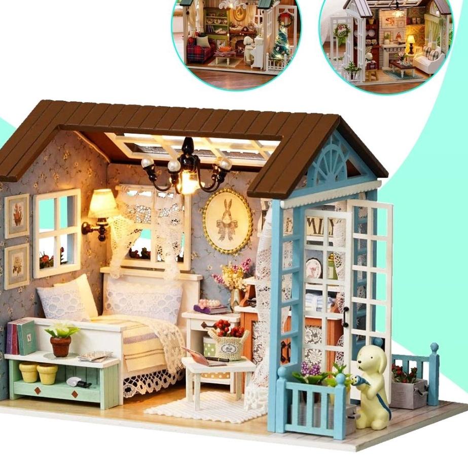 ➪ NVsport Mainan Rumah Barbie DIY Boneka 3D Murah Hiasan Kamar Miniatur Rumah Rumahan Anak Perempuan