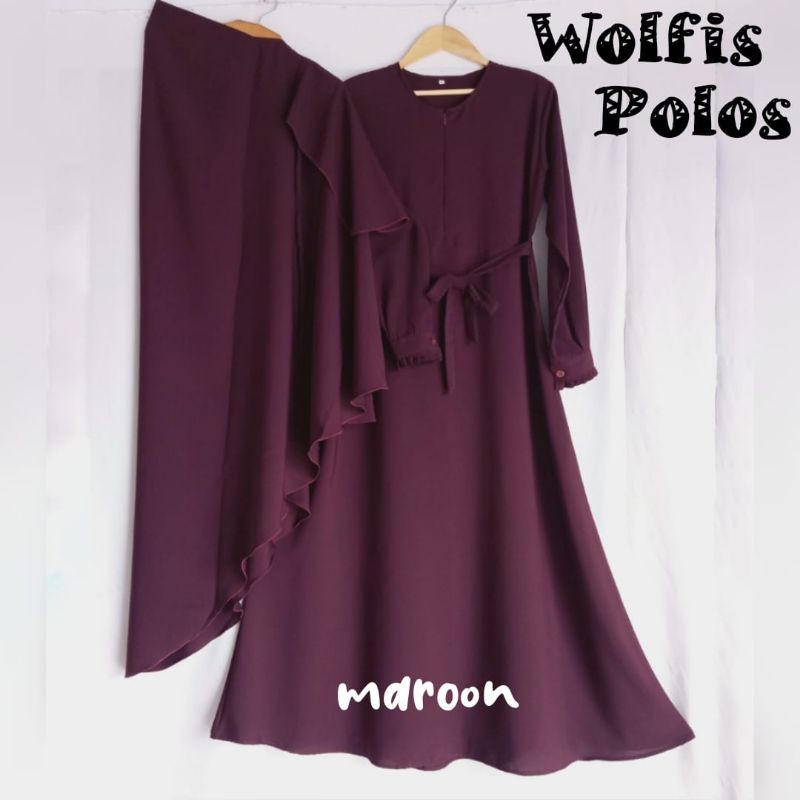 Gamis wolfis polos premium