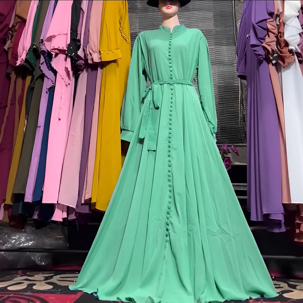 Sinayah | Gamis Ceruty Kancing Seribu Full Puring / Baju Gamis Wanita Viral / Pakaian Wanita Kekinia