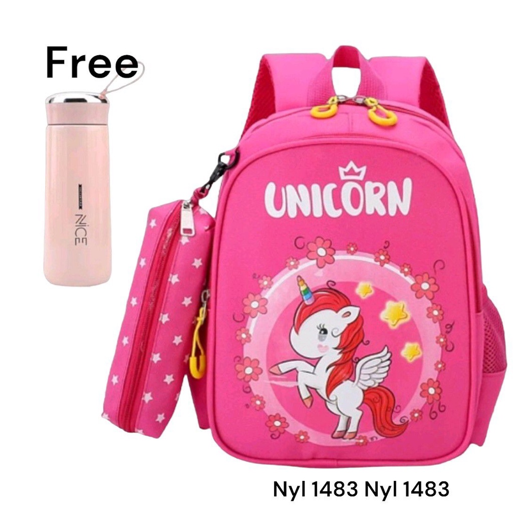 Tas Sekolah Anak Perempuan HELLO KITTY SD SMP SMA Ransel Kerja Tas Sekolah Anak Laki-Laki Free Botol Minum Kaca