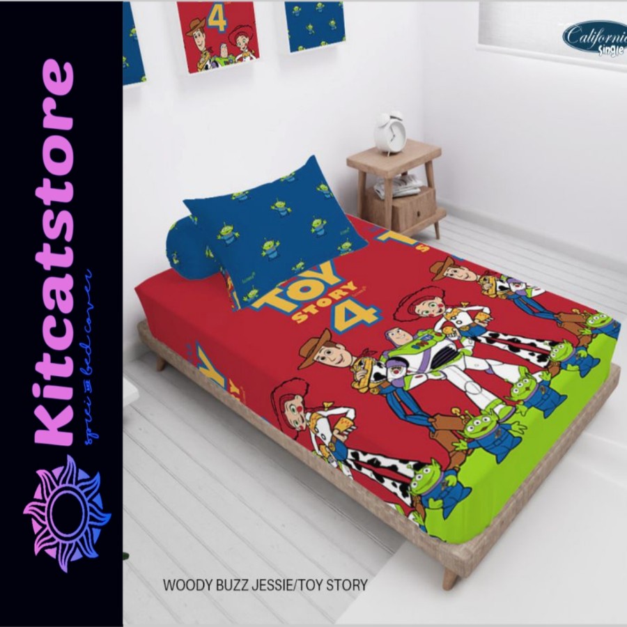 CALIFORNIA - Flat Sprei Single (120x200) Karet Sudut Woody Buzz Jessie Toy Story 4