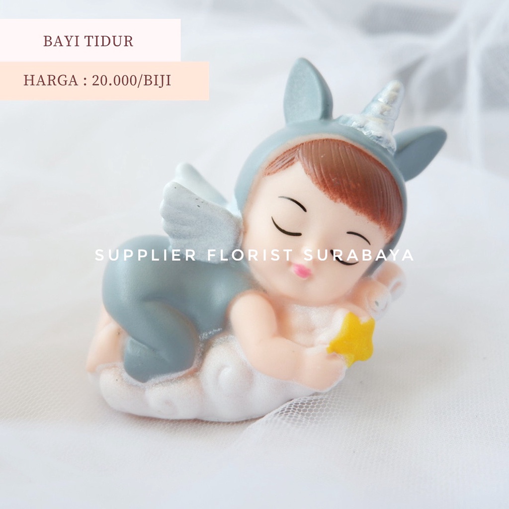 MINIATUR KUE TART BAYI TIDUR BAHAN KARET ELASTIS PAJANGAN TOPPER HIASAN BABY BORN MANYEK BAYI SATU BULANAN SATU BULAN BANYEK MBANYEK BABY SHOWER WELCOME TO THE WORLD HIASAN KUE TART CAKE DECORATION ANAK BAYI TIDUR