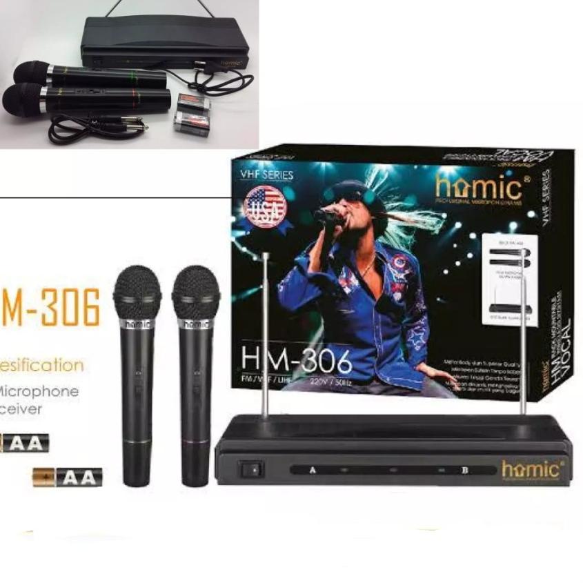 ♪ COD MIC WIRELESS HOMIC HM-306 Microphone Double Wireless//MIC WIRELESS//MIC KARAOKE//MIC SALON KAT