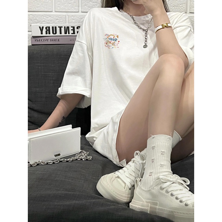 kaos oversize wanita import lengan pendek cartoon letter graffiti T-shirt kekinian kaos korean style