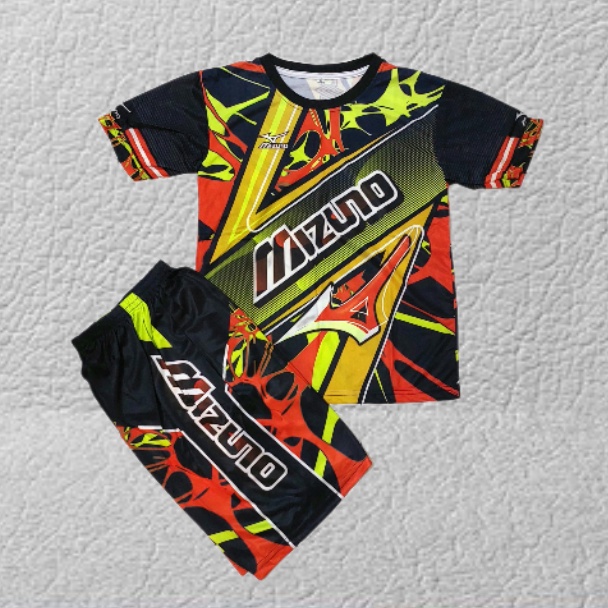 baju kaos volli/baju badminton/stelan baju futsal anak sizeb7-12thn