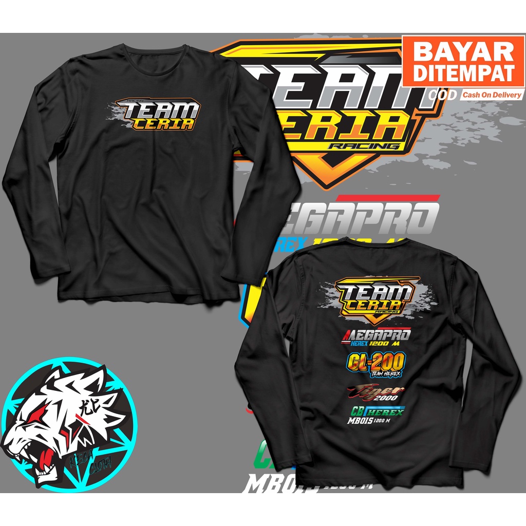 KAOS LENGAN PANJANG RACING TEAM CERIA MEGAPRO GL CB TIGER BIG SIZE JUMBO KAOS HEREX TEAM CERIA COWOK