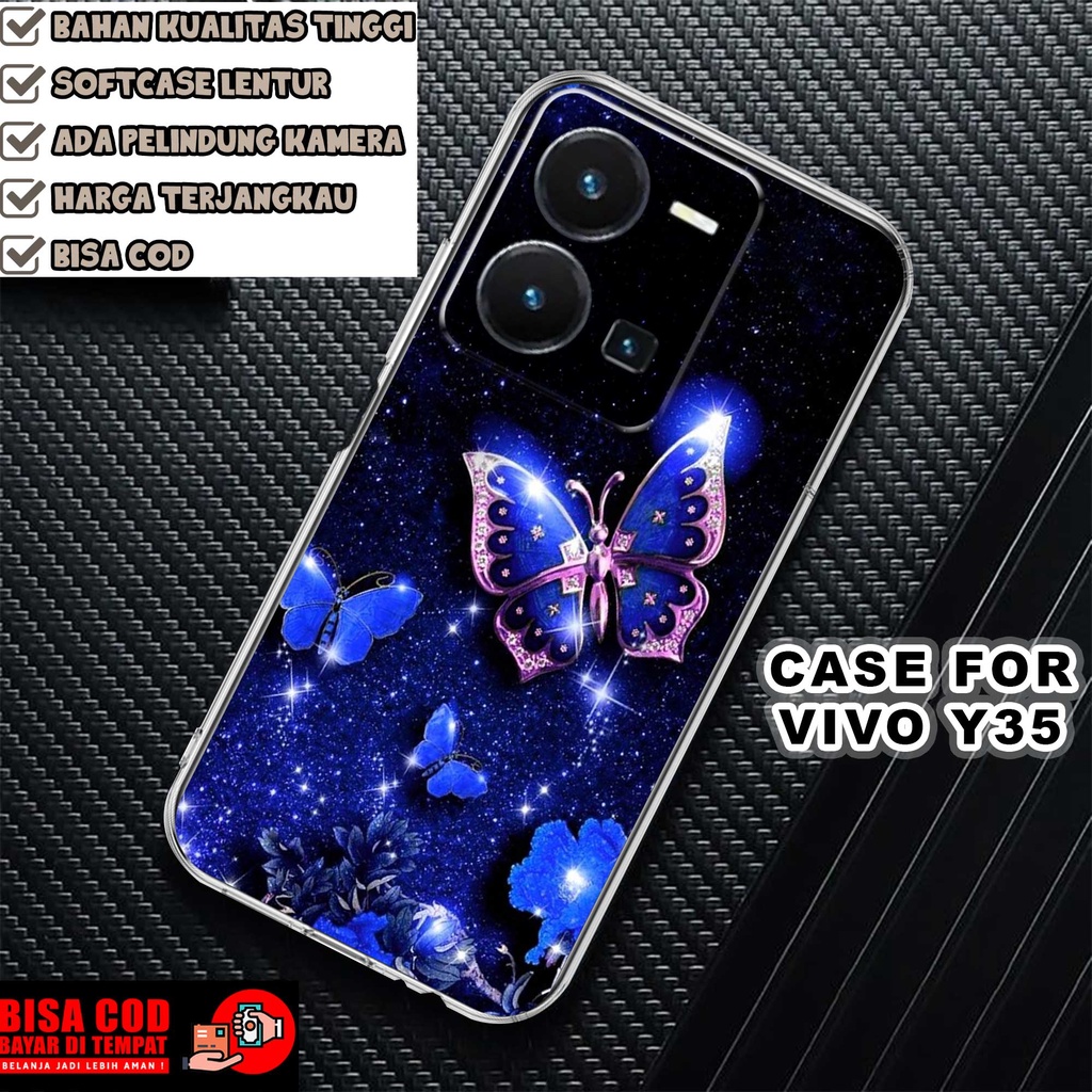 CASE VIVO Y35 2022 MOTIF [BUTTERFLY] TERLARIS CASING VIVO Y35 TERBARU CLEAR CASE PROTECTED CAMERA SO