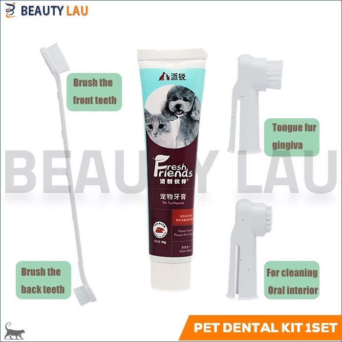 SIKAT ODOL GIGI KUCING ANJING 1SET PET TOOTHBRUSH  TOOTHPASTE SET PET DENTAL GEL PASTA GIGI KUCING ANJING