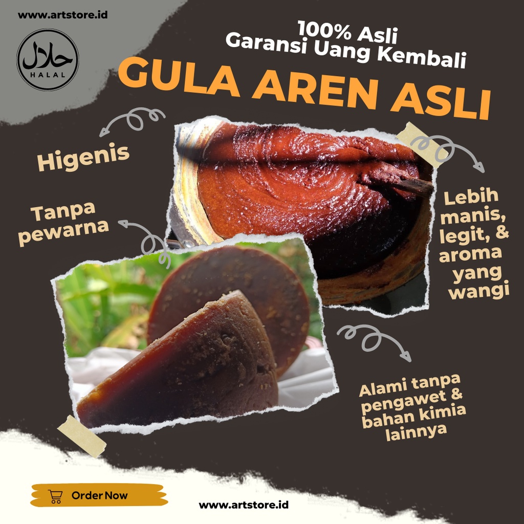 

Gula merah aren asli 100% // Gula murni tanpa campuran Berat 1,5 KG (SUPER)