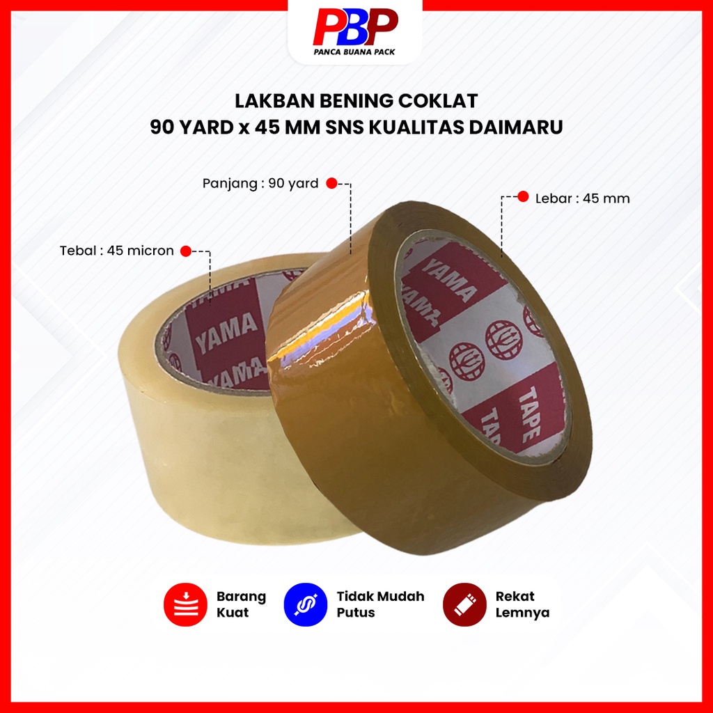 

( Min Beli 3 ) Lakban Bening Coklat 90 Yard x 45mm Sns Kualitas Daimaru Kuat Tidak Mudah Putus Perekat Daya Lengket Kuat Serbaguna Multifungsi