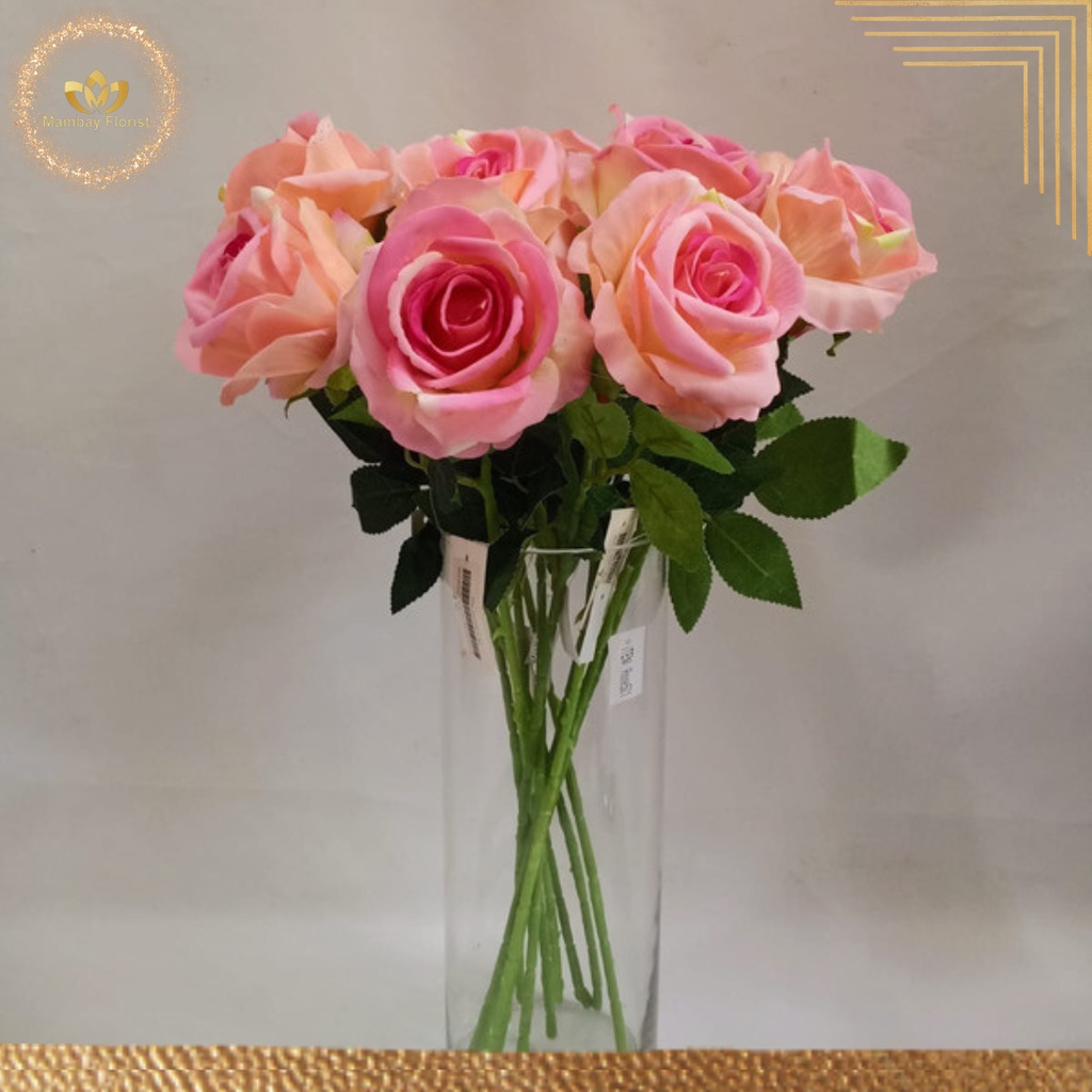 Bunga Mawar Satu Tangkai Kualitas Premium Bahan Bludru,Bunga Rose Palsu,Mawar Artificial
